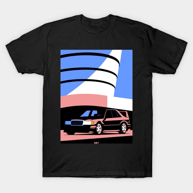 Merc 190E Evo II (Synthwave) T-Shirt by Atelier de l'Automobile